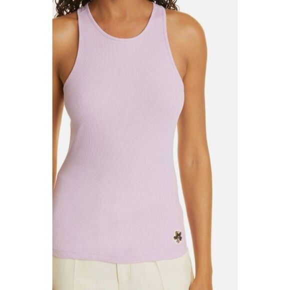 Ted Baker pink  Ribbed Racer Back Tank Top sz 1 (S) - Picture 1 of 4